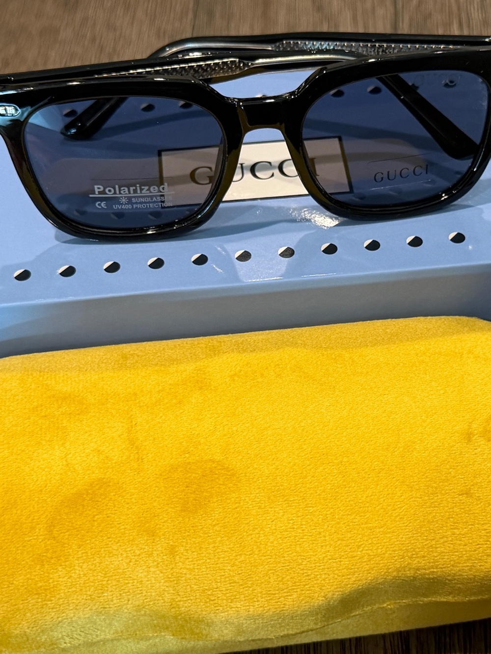 Gucci Black Frame Polarized Sunglasses